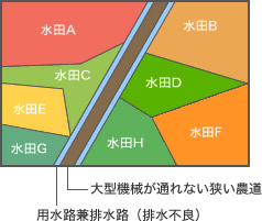 ほ場整備前のイメージ図